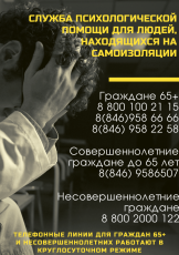 В Самарской области работает служба  психологической помощи для людей, находящихся на самоизоляции  (карантине)